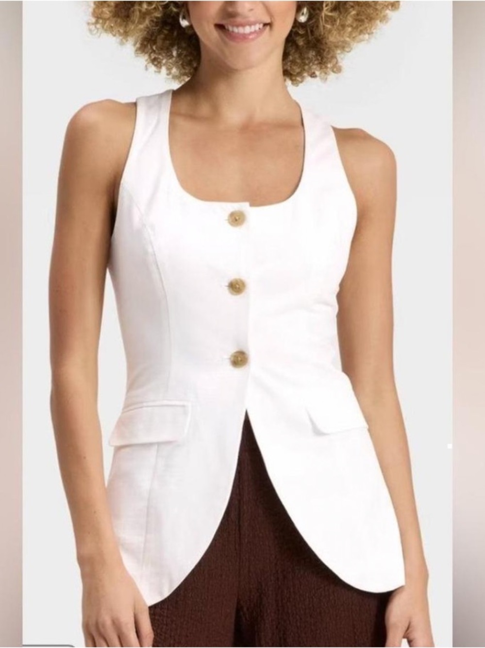 a new day White Button Front Tailored vest NWT medium